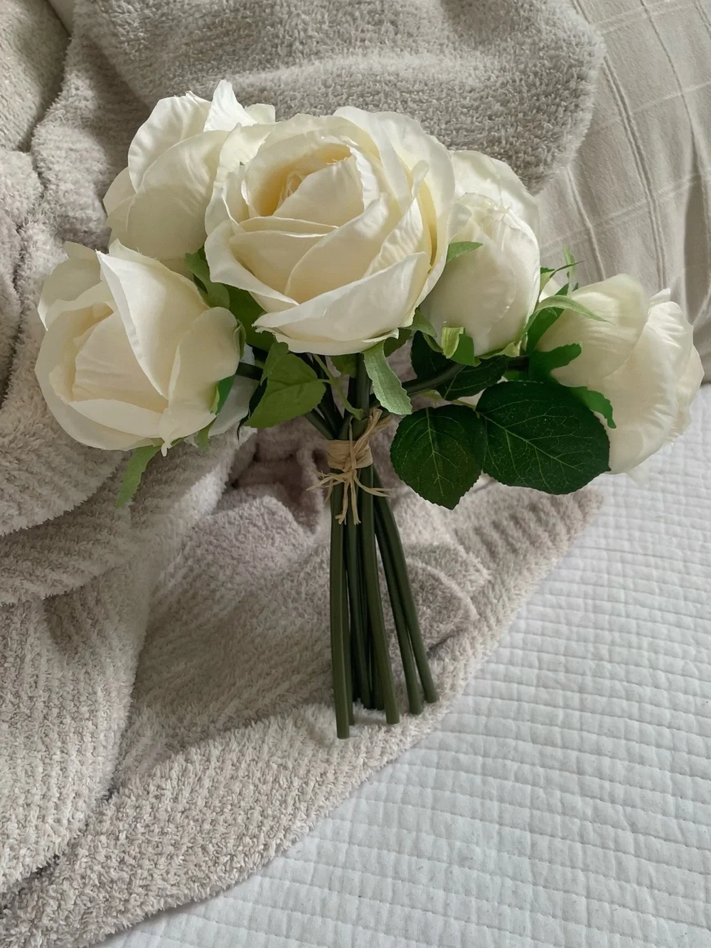 Cream Artificial Rose Bouquet - Home Accents